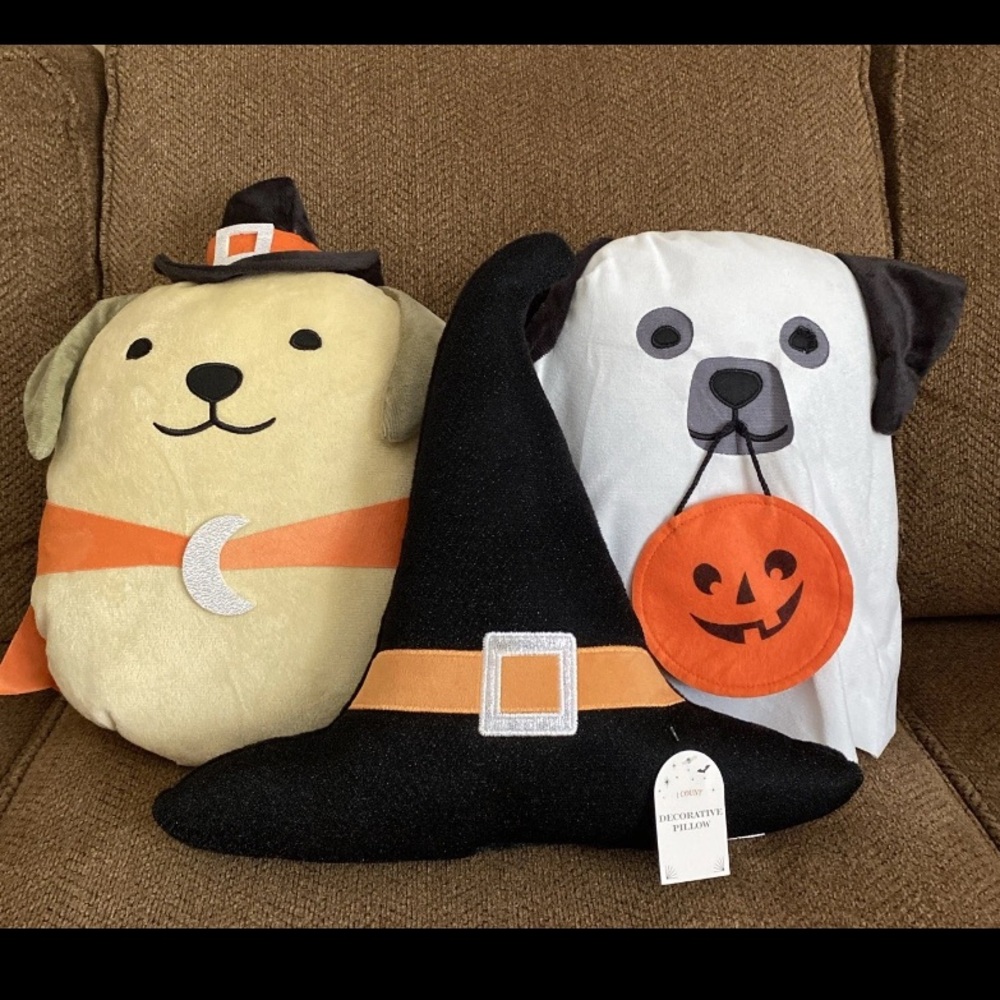 NWT Target Halloween Plush Pillows. Set Of 3. Witch, Ghost and Witch Hat.